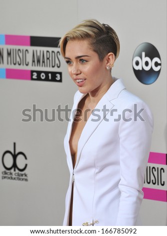 LOS ANGELES, CA - NOVEMBER 24, 2013: Miley Cyrus at the 2013 American Music Awards at the Nokia Theatre, LA Live.