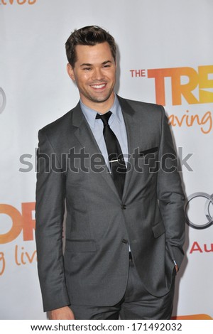 LOS ANGELES, CA - DECEMBER 8, 2013: Andrew Rannells at the 15th Anniversary TrevorLIVE gala to benefit the Trevor Project at the Hollywood Palladium.