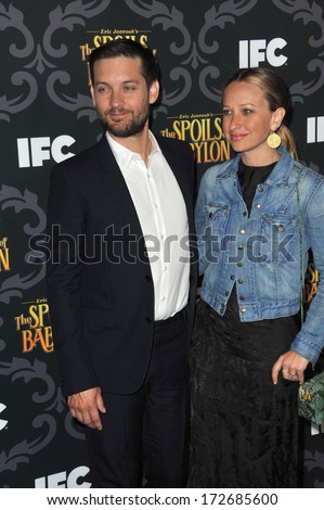 LOS ANGELES, CA - JANUARY 7, 2014: Tobey Maguire & wife Jennifer Meyer at the premiere of his TV series \