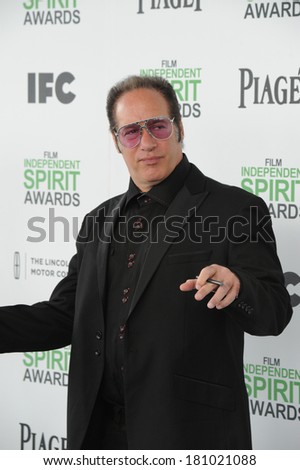 SANTA MONICA, CA - MARCH 1, 2014: Andrew Dice Clay at the 2014 Film Independent Spirit Awards on the beach in Santa Monica, CA.