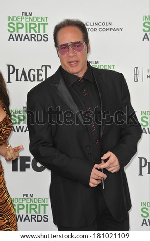 SANTA MONICA, CA - MARCH 1, 2014: Andrew Dice Clay at the 2014 Film Independent Spirit Awards on the beach in Santa Monica, CA.