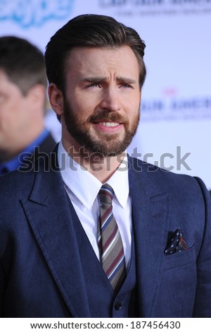LOS ANGELES, CA - MARCH 13, 2014: Chris Evans at the world premiere of his movie \