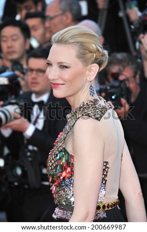 CANNES, FRANCE - MAY 16, 2014: Cate Blanchett at the gala premiere of her movie \