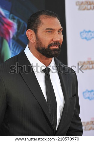 LOS ANGELES, CA - JULY 21, 2014: Dave Bautista at the world premiere of his movie \