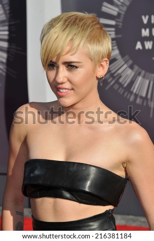 LOS ANGELES, CA - AUGUST 24, 2014: Miley Cyrus at the 2014 MTV Video Music Awards at the Forum, Los Angeles.