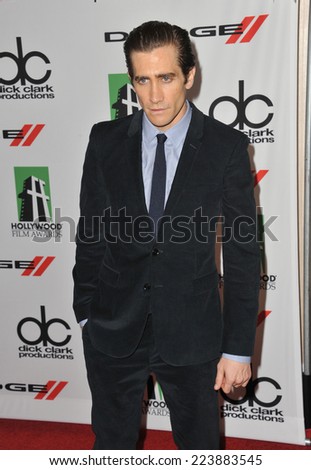 LOS ANGELES, CA - OCTOBER 13, 2013: Jake Gyllenhaal at the 17th Annual Hollywood Film Awards at the Beverly Hilton Hotel.