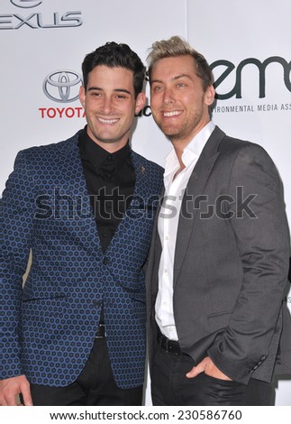 LOS ANGELES, CA - OCTOBER 18, 2014: Lance Bass & partner Michael Turchin (left) at the 2014 Environmental Media Awards at Warner Bros Studios, Burbank.