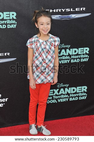 LOS ANGELES, CA - OCTOBER 6, 2014: Aubrey Anderson-Emmons at the world premiere of \