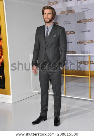 LOS ANGELES, CA - NOVEMBER 17, 2014: Liam Hemsworth at the Los Angeles premiere of his movie \