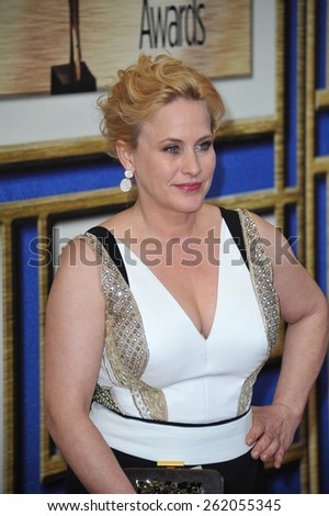 LOS ANGELES, CA - FEBRUARY 14, 2015: Patricia Arquette at the 2015 Writers Guild Awards at the Hyatt Regency Century Plaza Hotel.