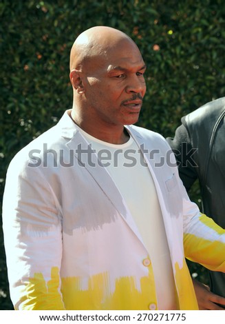 LOS ANGELES, CA - MARCH 29, 2015: Mike Tyson at the 2015 iHeart Radio Music Awards at the Shrine Auditorium.