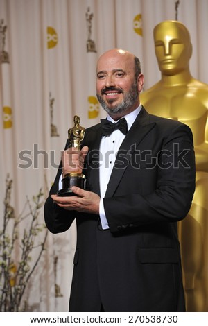 LOS ANGELES, CA - FEBRUARY 26, 2012: Mark Bridges, winner for Best Costume Design for The Artist at the 82nd Academy Awards at the Hollywood & Highland Theatre, Hollywood.