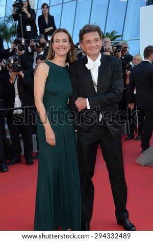CANNES, FRANCE - MAY 22, 2015: Carole Bouquet & Philippe Sereys de Rothschild at the gala premiere of \