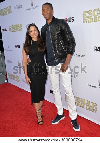 LOS ANGELES, CA - JUNE 22, 2015: NBA star Wesley Johnson & fiancÃ?Ã?Ã?ÃÂ©e Melissa Sanchez at the Los Angeles premiere of \