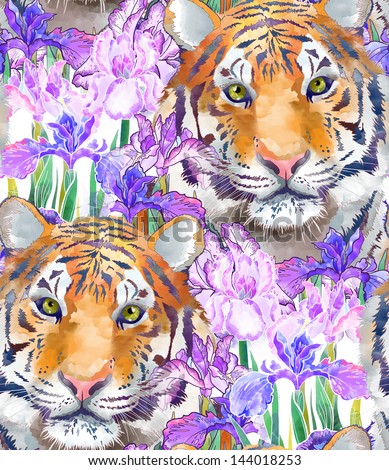 Tiger and flowers iris Tiger and flowers iris