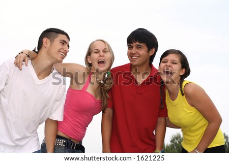 stock photo Group of mixed race teenagers