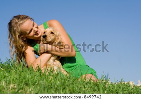 young woman with pet dog