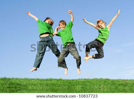 happy kids jumping for joy