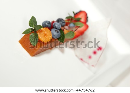 gourmet food, fruit dessert.(shallow depth of field with selective focus)