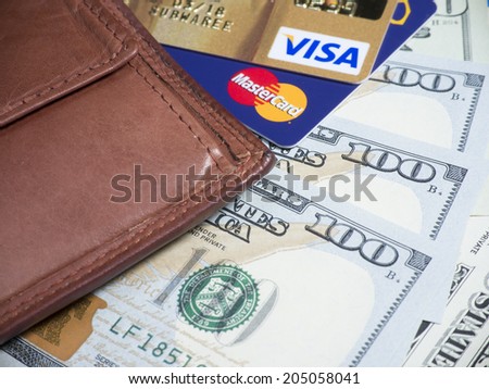 BANGKOK - JUL 14, 2014 : Photo of VISA and Mastercard credit card. VISA and Mastercard is an American multinational financial services corporation