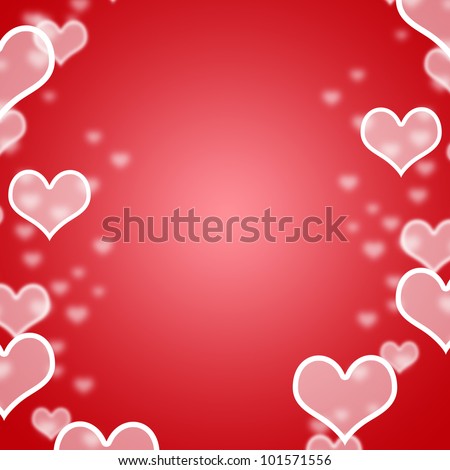 Red Hearts Bokeh Background With Blank Copyspace Showing Loving And Romance