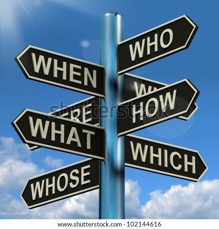 Who What Why When Where Signpost Shows Confusion Brainstorming And Research