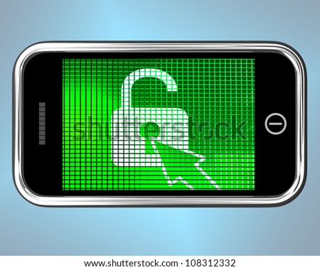 Unlocked Padlock Mobile Phone Showing Access Or Protection