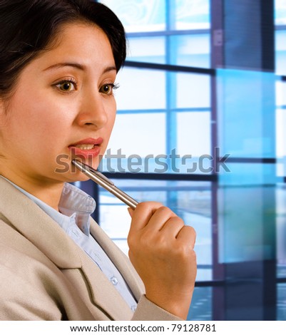 Business Woman Thinking About Company Plans In Her Office