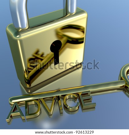 Padlock With Advice Key Showing Support Help Or Information