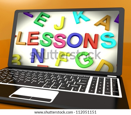 Lessons Message On Computer Screen Shows Online Education