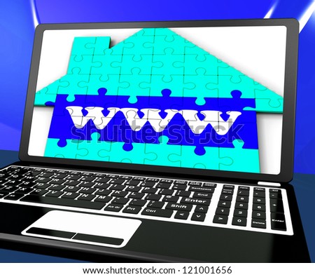WWW On House On Laptop Showing Online Real Estates Or Houses\' Search