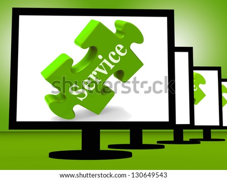 Service On Monitors Showing Community Service Or Military Service