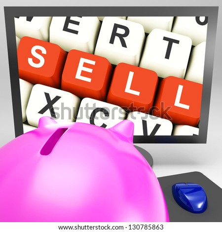 Sell Keys On Monitor Showing Online Marketing And Commerce