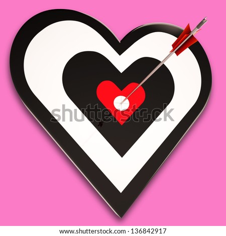 Heart Target Showing Passion, Romance And Emotion