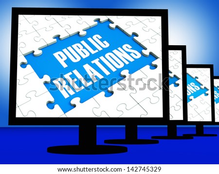 Public Relations On Monitors Shows News And Public Announcements