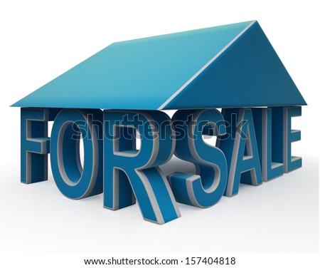 For Sale Sign Under Home Shows Selling Property