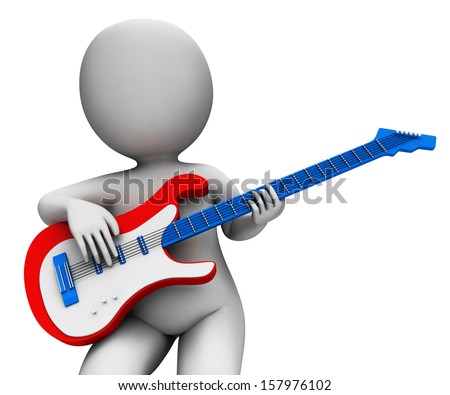 Rock Guitarist Playing Showing Music Guitar And Rocker Character