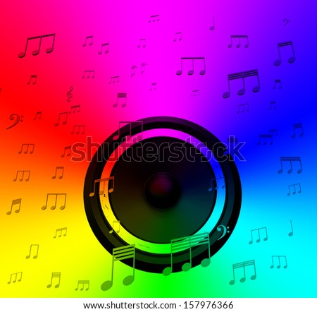 Speaker And Musical Notes Showing Music Disco Or Concert