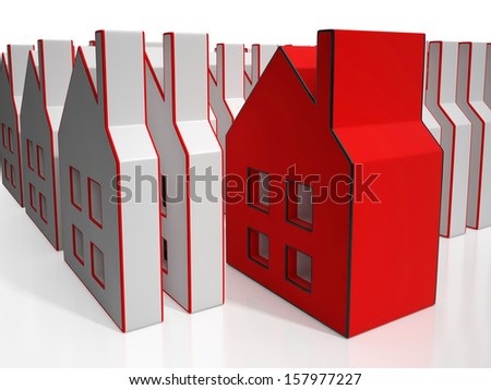 House Or Building Icons Showing Real Estate