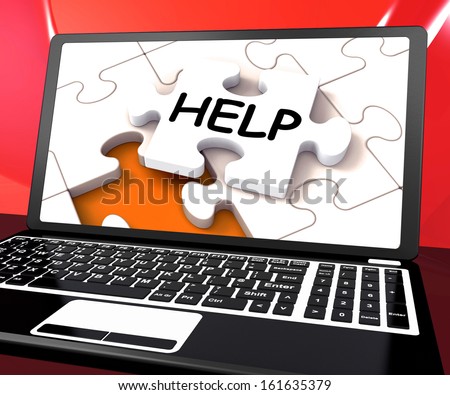 Help Laptop Showing Helping Service Helpdesk Or Support