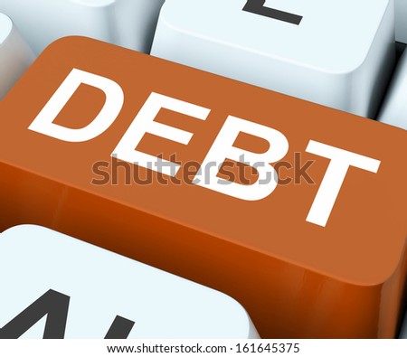 Debt Key Showing Financial Obligation Or Liability