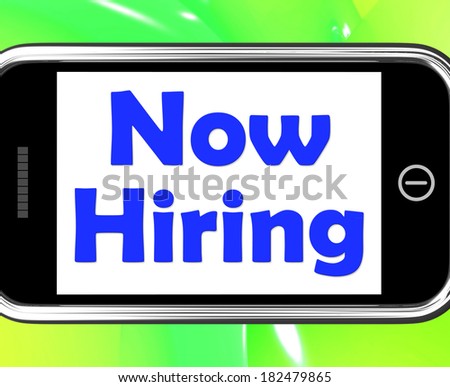 Now Hiring On Phone Showing Recruitment Online Hire Jobs