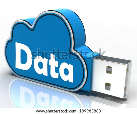 Data Cloud Pen drive Showing Digital Files Storage And Dataflow
