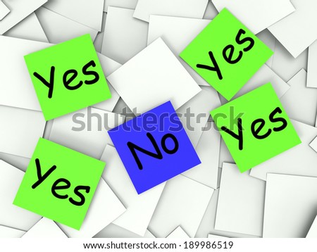 Yes No Notes Showing Affirmative Or Negative