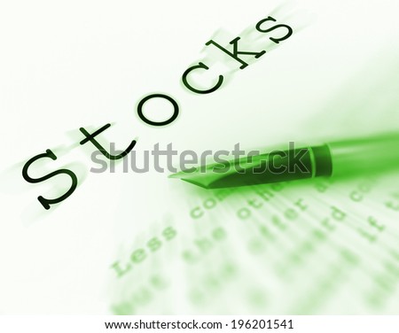 Stocks Word Displaying Investing In Company And Shares