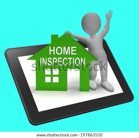 Home Inspection House Tablet Showing Examine Property Close-Up