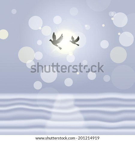 Bokeh Landscape Indicating Dove Flying And Country