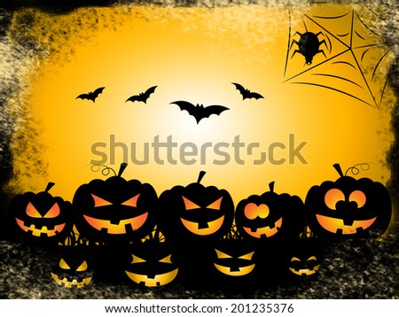 Halloween Bats Indicating Trick Or Treat And Horror Haunting