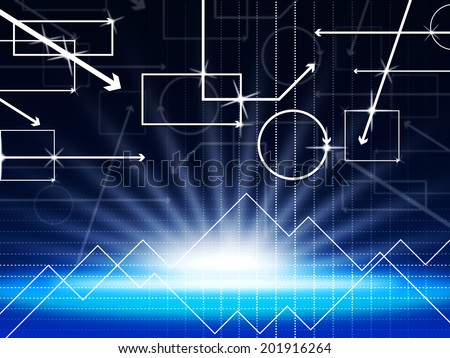 Blue Shapes Background Showing Spikes And Bright Light