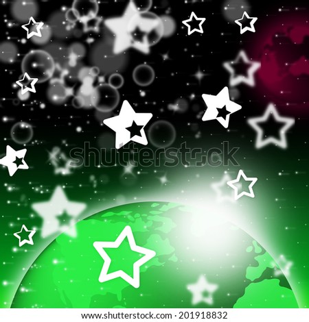 Green Planet Background Showing Stars And Celestial Bodies